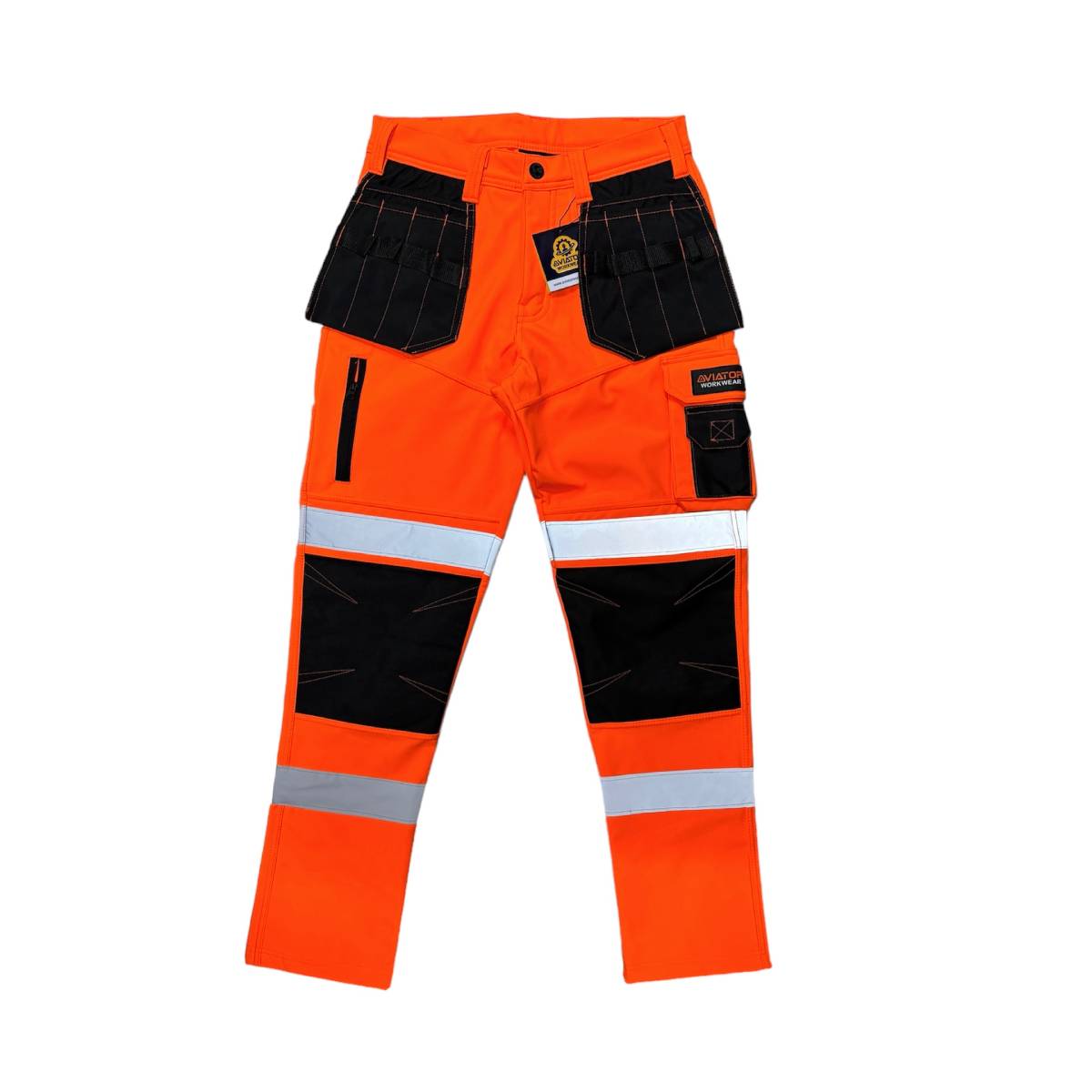 HV-059 MEN’S HI-VIS AVIATOR SOFTSHELL TROUSERS – ORANGE / REG LEG