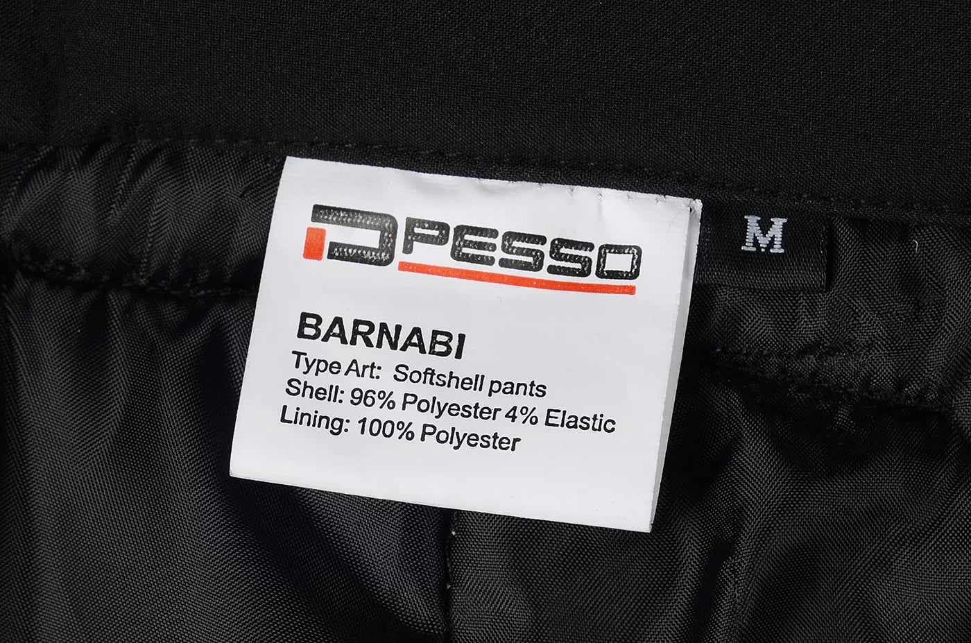 BARNABI, PANTALON D'HIVER SOFTSHELL PESSO, NOIR