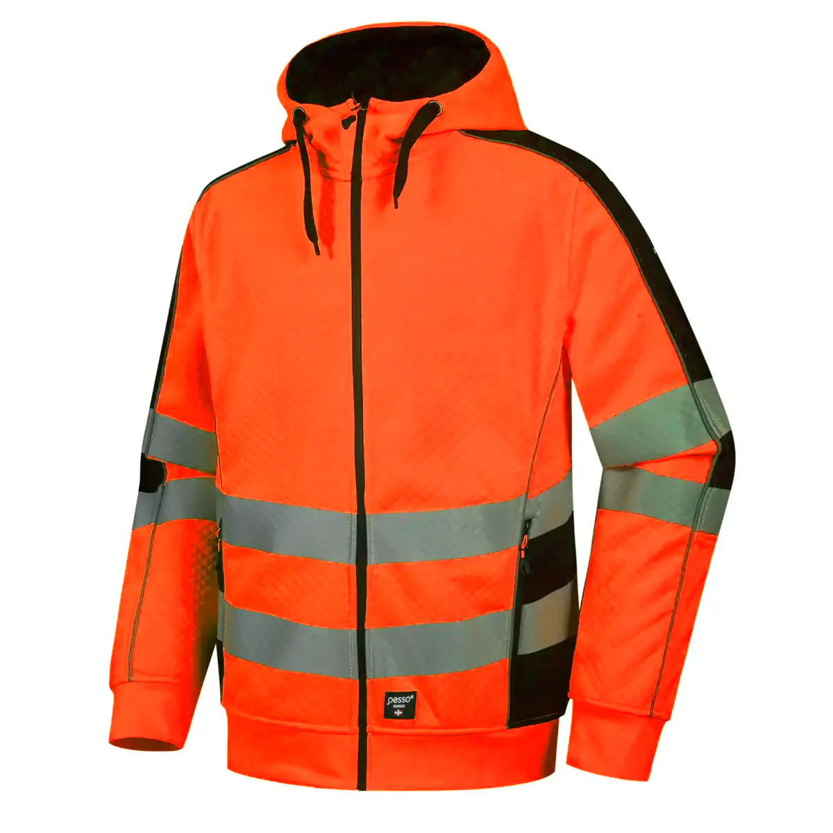 FL05_G ,WARM ZIP THROUGH FLEECE HOODIE PESSO , ORANGE