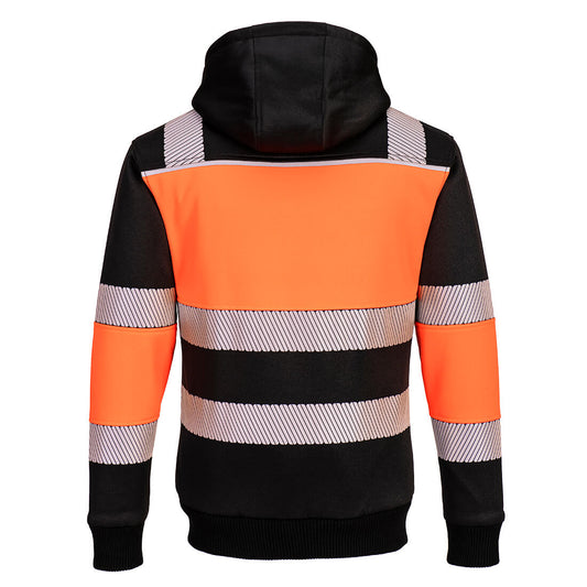 PW377 Hi-Vis Zipped Class 1 Winter Hoodie Orange/Black