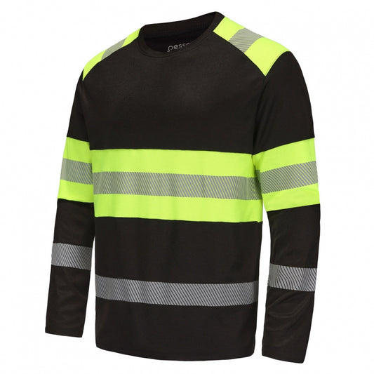 HVMIL_J, HIGH VISIBILITY LONG SLEEVE T-SHIRT PESSO, Black