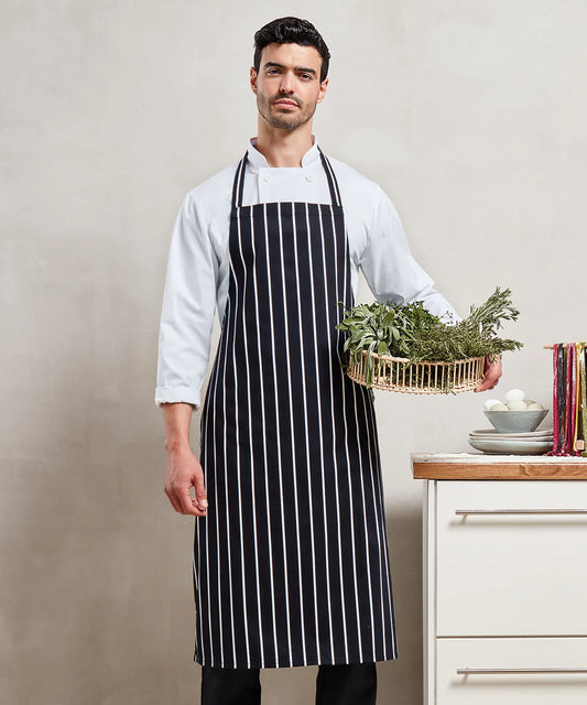 PR110 Premier Striped bib apron Navy/White