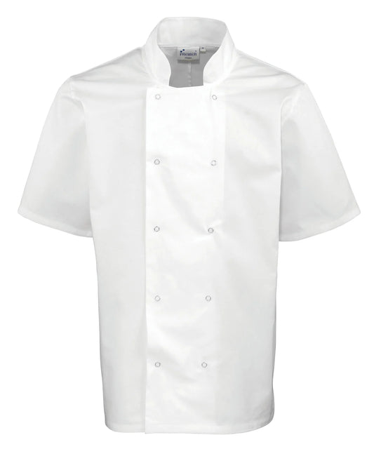 PR664 Studded front short sleeve chef's jacket