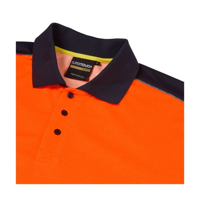 SYH-305D Supertousch System Hi-Vis Eco Orange CottonCool Long Sleeve Polo