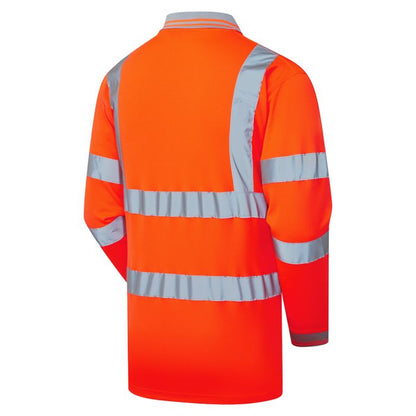 35E8 Supertouch Hi Vis Orange Long Sleeve Bird Eye Polo Shirt