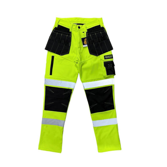 MEN’S HI-VIS AVIATOR SOFTSHELL TROUSERS – YELLOW / REG LEG