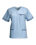 PHILTEX- Poly Cotton Contrast Trim Scrub Top (Sky/Navy)