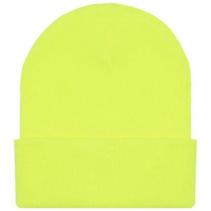 ACRYLIC KNITTED WINTER HAT YELLOW NEON