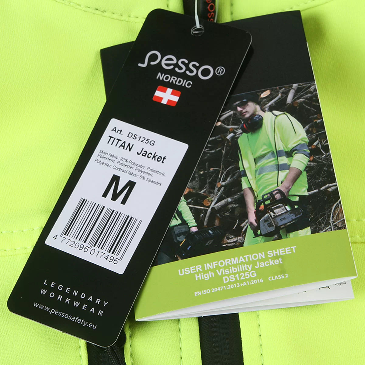 DS125G, VESTE DE TRAVAIL PESSO TITAN 125 EXTENSIBLE DANS LES 4 SENS, JAUNE