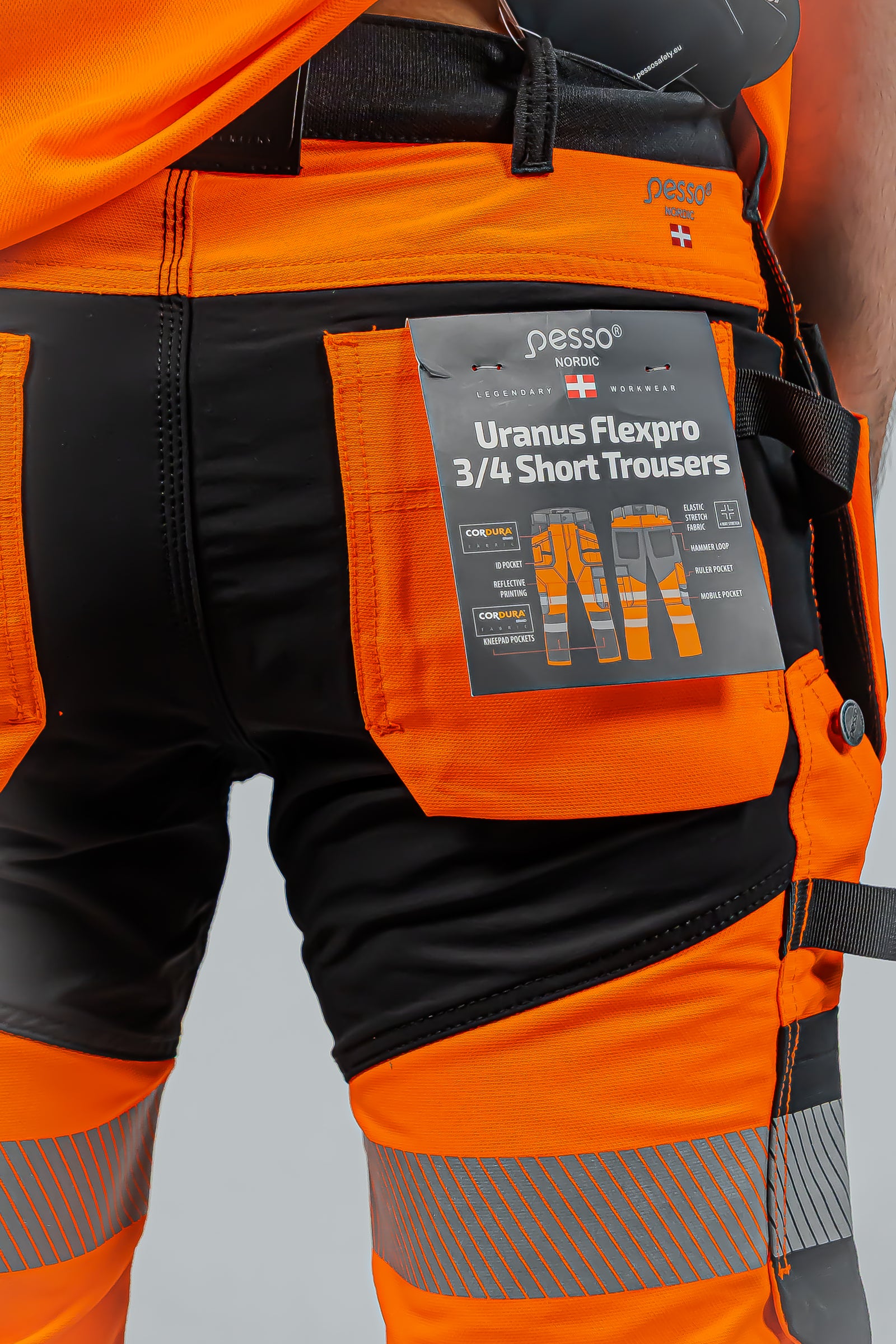 KB135OR, VÊTEMENTS DE TRAVAIL PANTALON COURT 3/4 PESSO URANUS FLEXPRO 135, ORANGE