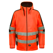 FL05_G ,WARM ZIP THROUGH FLEECE HOODIE PESSO , ORANGE