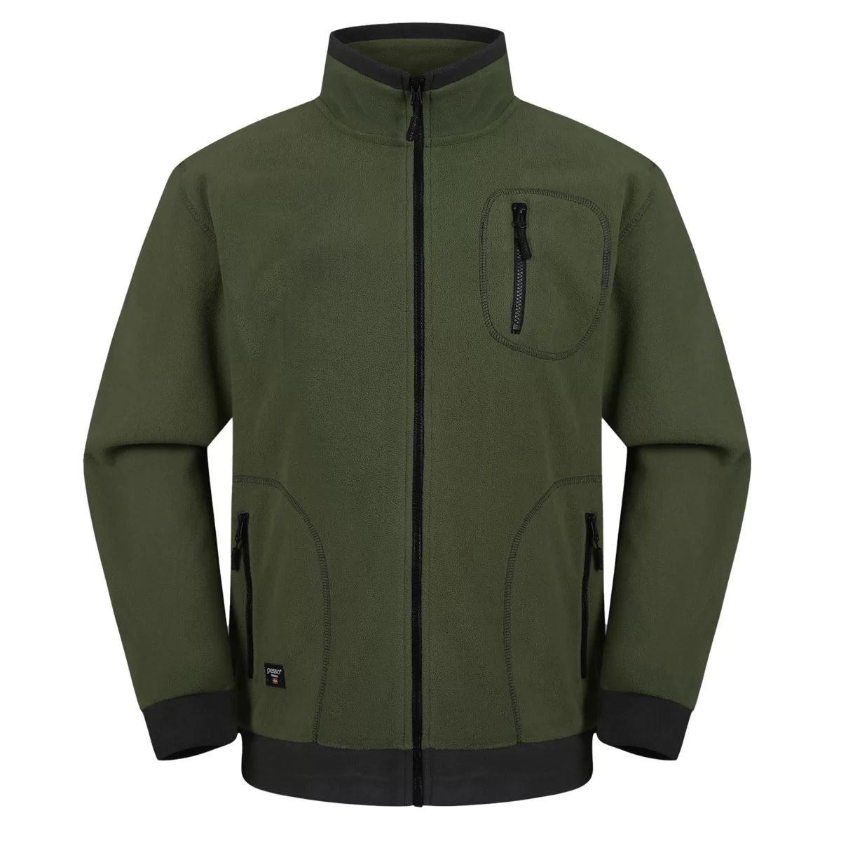 FMCN, PULL POLAIRE ZIPPÉ PESSO, VERT OLIVE