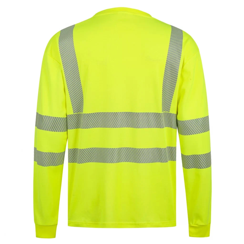 HVMIL_G, T-SHIRT À MANCHES LONGUES HAUTE VISIBILITÉ PESSO HVMIL, JAUNE