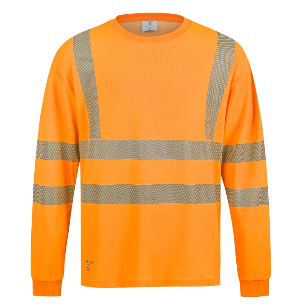 HVMIL_OR, T-SHIRT À MANCHES LONGUES HAUTE VISIBILITÉ PESSO, ORANGE