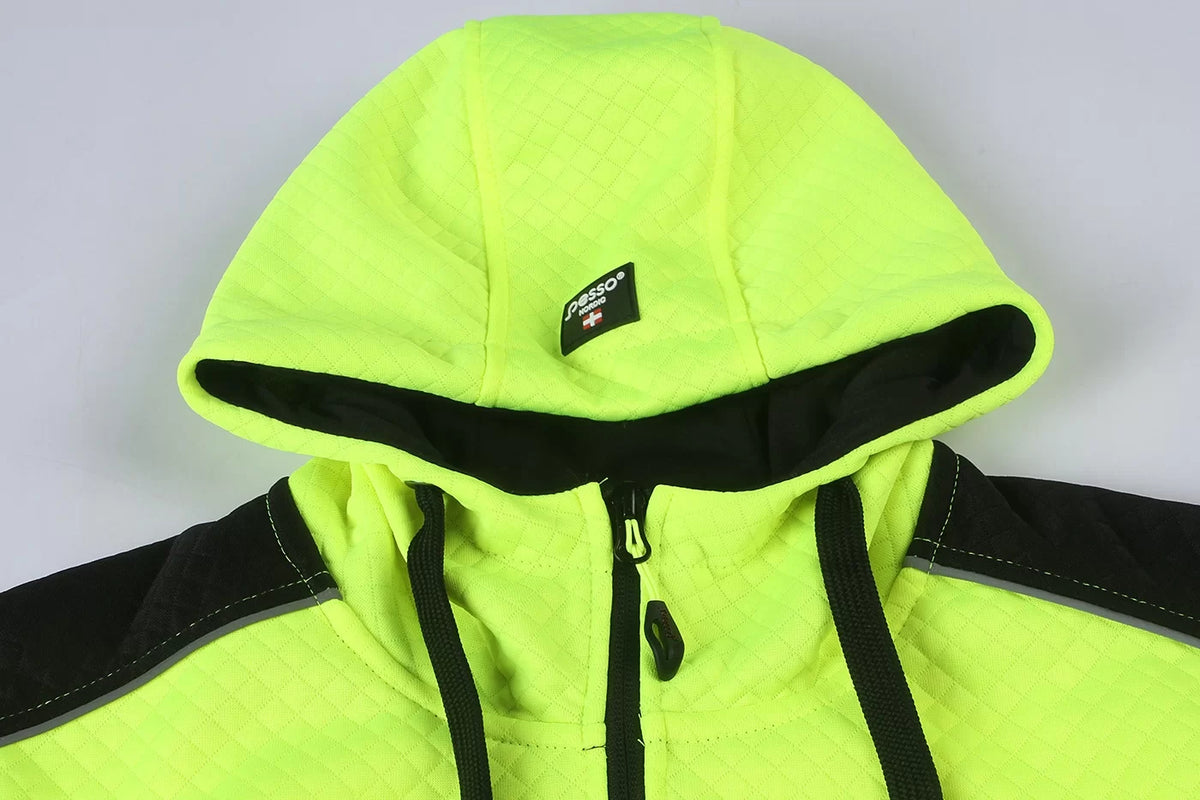 FL05_G, SWEAT À CAPUCHE EN POLAIRE ZIPPÉ CHAUD PESSO, JAUNE