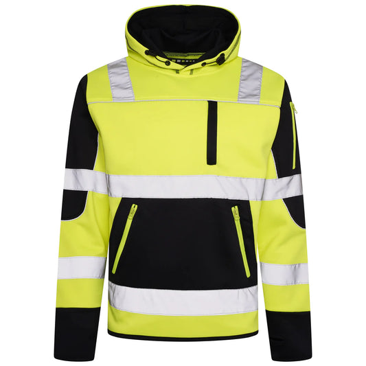 HV-042 Aviator High Vis 4 Pockets Pullover Hoodie - Yellow/Navy