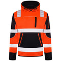 HV-042 Aviator High Vis 4 Pockets Pullover Hoodie - Orange/Navy