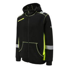 JERSEY_HV, SWEAT À CAPUCHE ZIPPÉ CHAUD PESSO JERSEY, NOIR/JAUNE