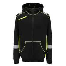 JERSEY_HV, SWEAT À CAPUCHE ZIPPÉ CHAUD PESSO JERSEY, NOIR/JAUNE