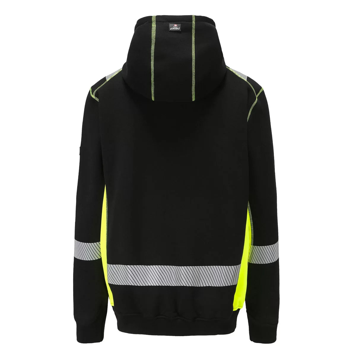 JERSEY_HV, SWEAT À CAPUCHE ZIPPÉ CHAUD PESSO JERSEY, NOIR/JAUNE