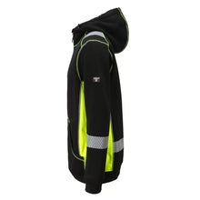 JERSEY_HV, SWEAT À CAPUCHE ZIPPÉ CHAUD PESSO JERSEY, NOIR/JAUNE