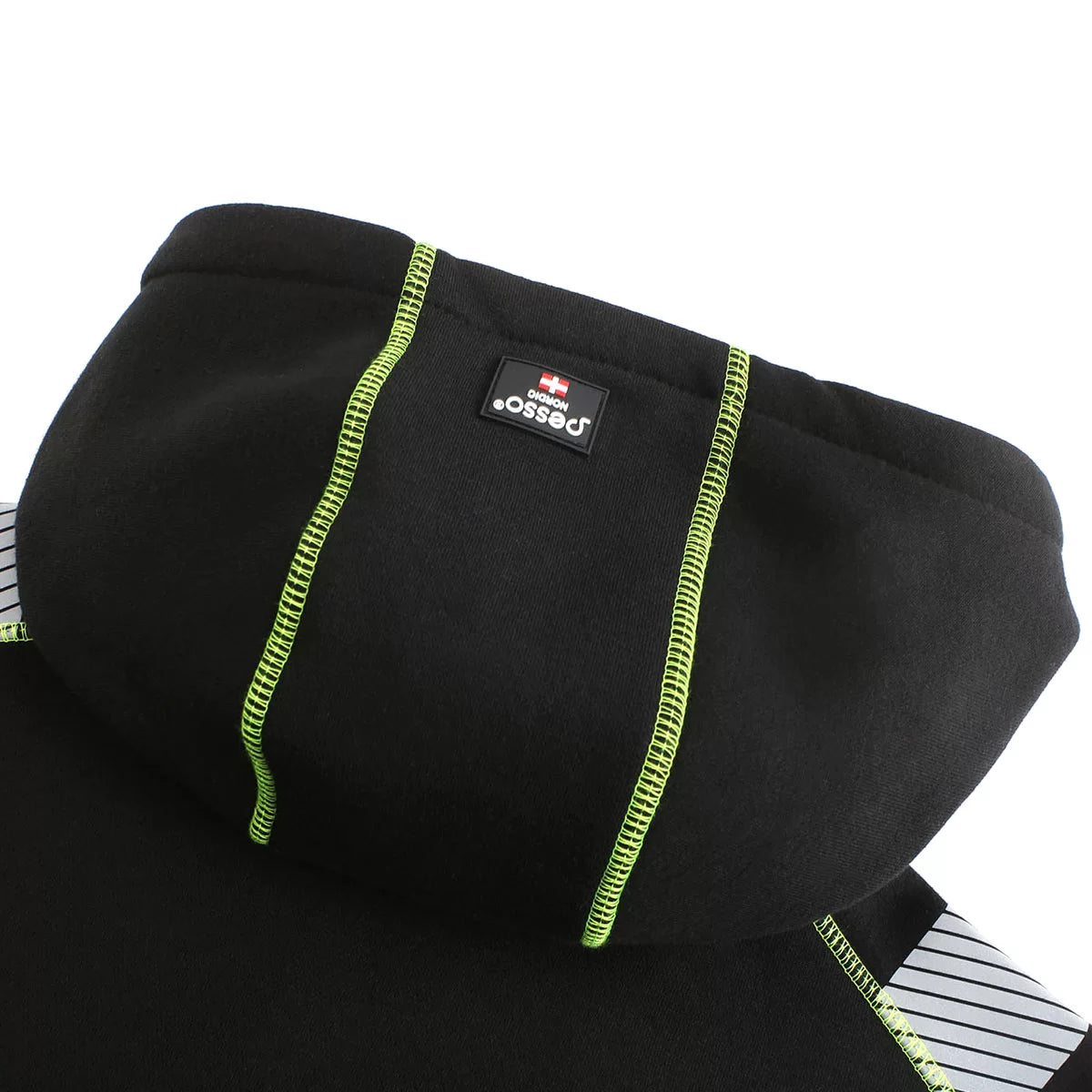 JERSEY_HV, SWEAT À CAPUCHE ZIPPÉ CHAUD PESSO JERSEY, NOIR/JAUNE