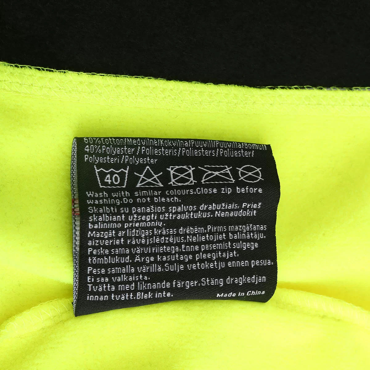 JERSEY_HV, SWEAT À CAPUCHE ZIPPÉ CHAUD PESSO JERSEY, NOIR/JAUNE
