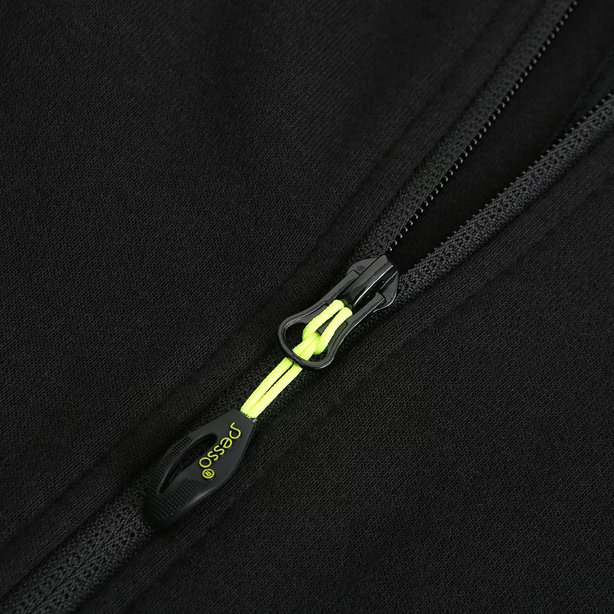 JERSEY_HV, SWEAT À CAPUCHE ZIPPÉ CHAUD PESSO JERSEY, NOIR/JAUNE