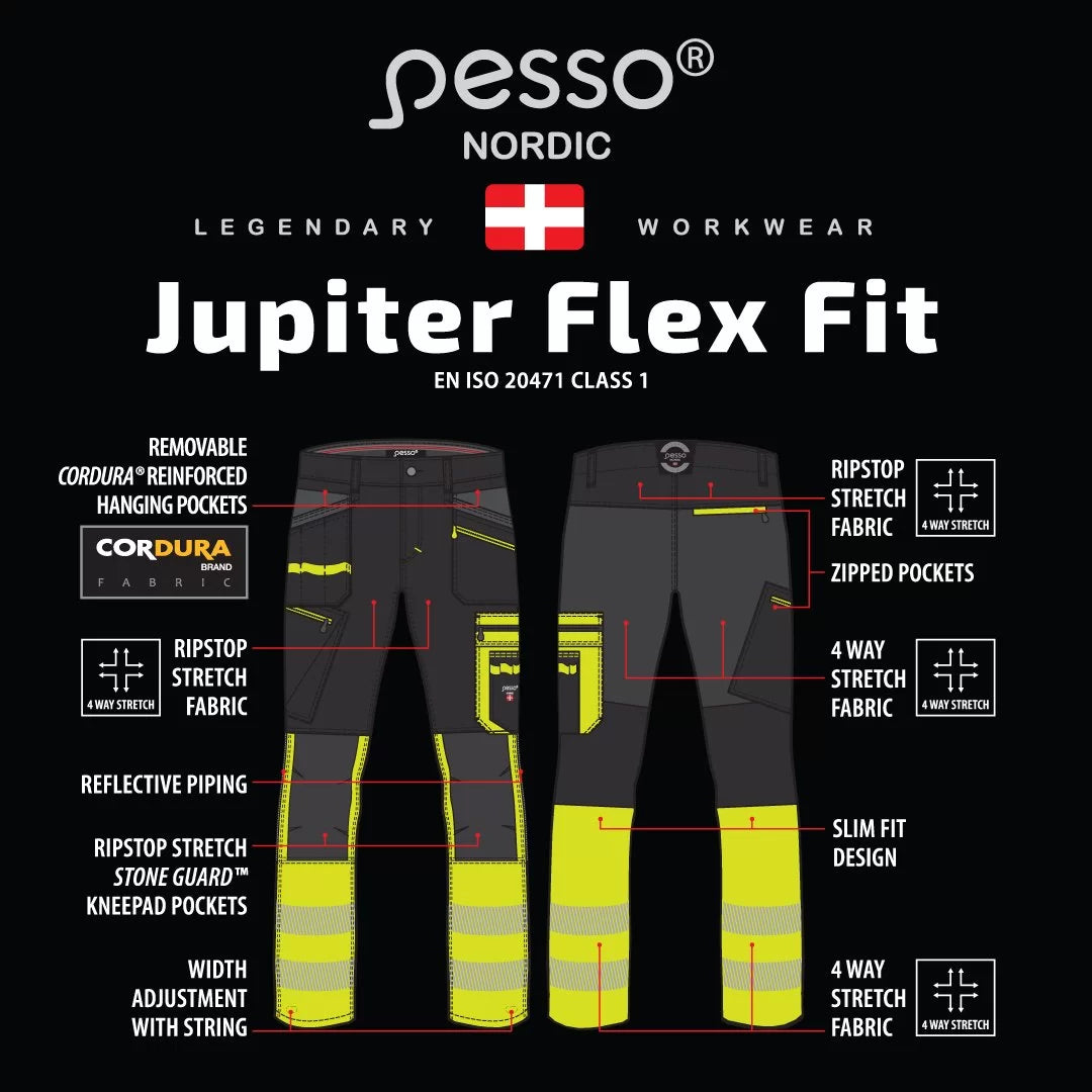 KD175_HVG, PANTALON DE TRAVAIL PESSO JUPITER FLEX FIT KD175_HVG, JAUNE