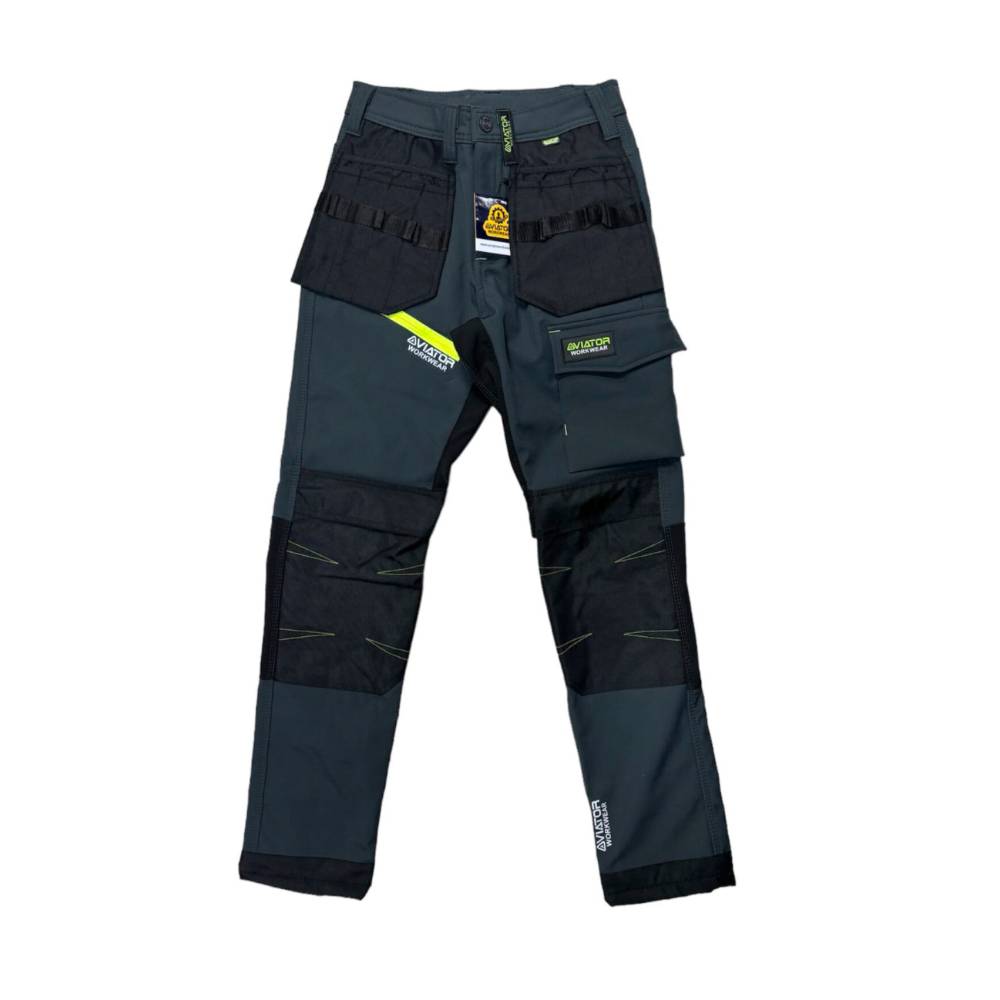 WW-062 MEN’S AVIATOR SOFTSHELL TROUSERS – GREY/GREEN / REG LEG