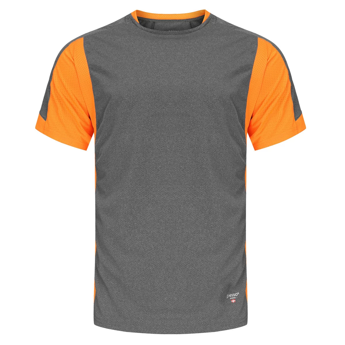 MP205_OR, T-SHIRT PESSO BREEZE, GRIS-ORANGE