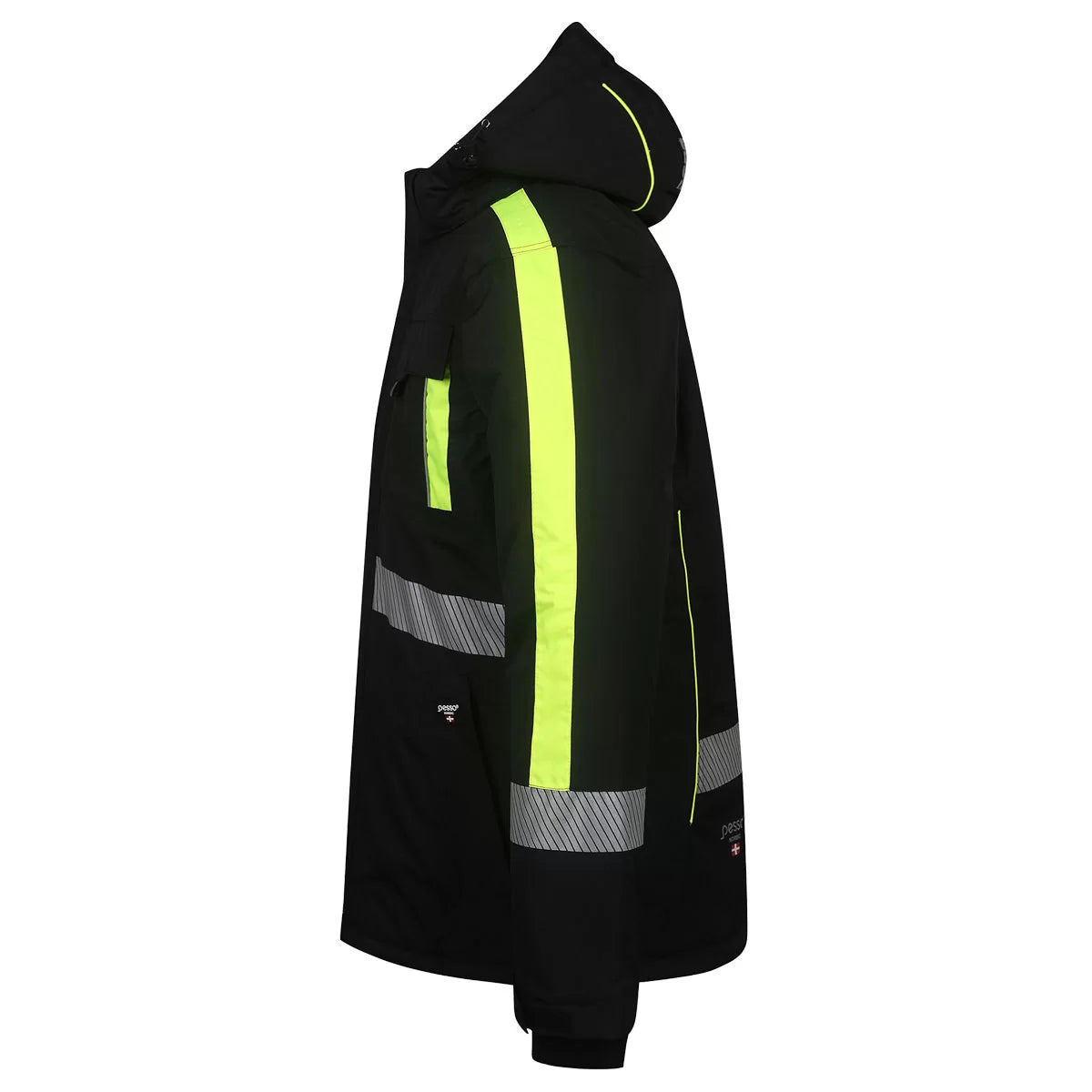 NOVA_J, VESTE D'HIVER IMPERMÉABLE PESSO NOVA, NOIR – JAUNE