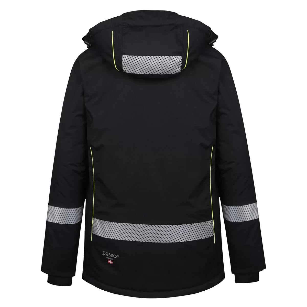 NOVA_J, VESTE D'HIVER IMPERMÉABLE PESSO NOVA, NOIR – JAUNE