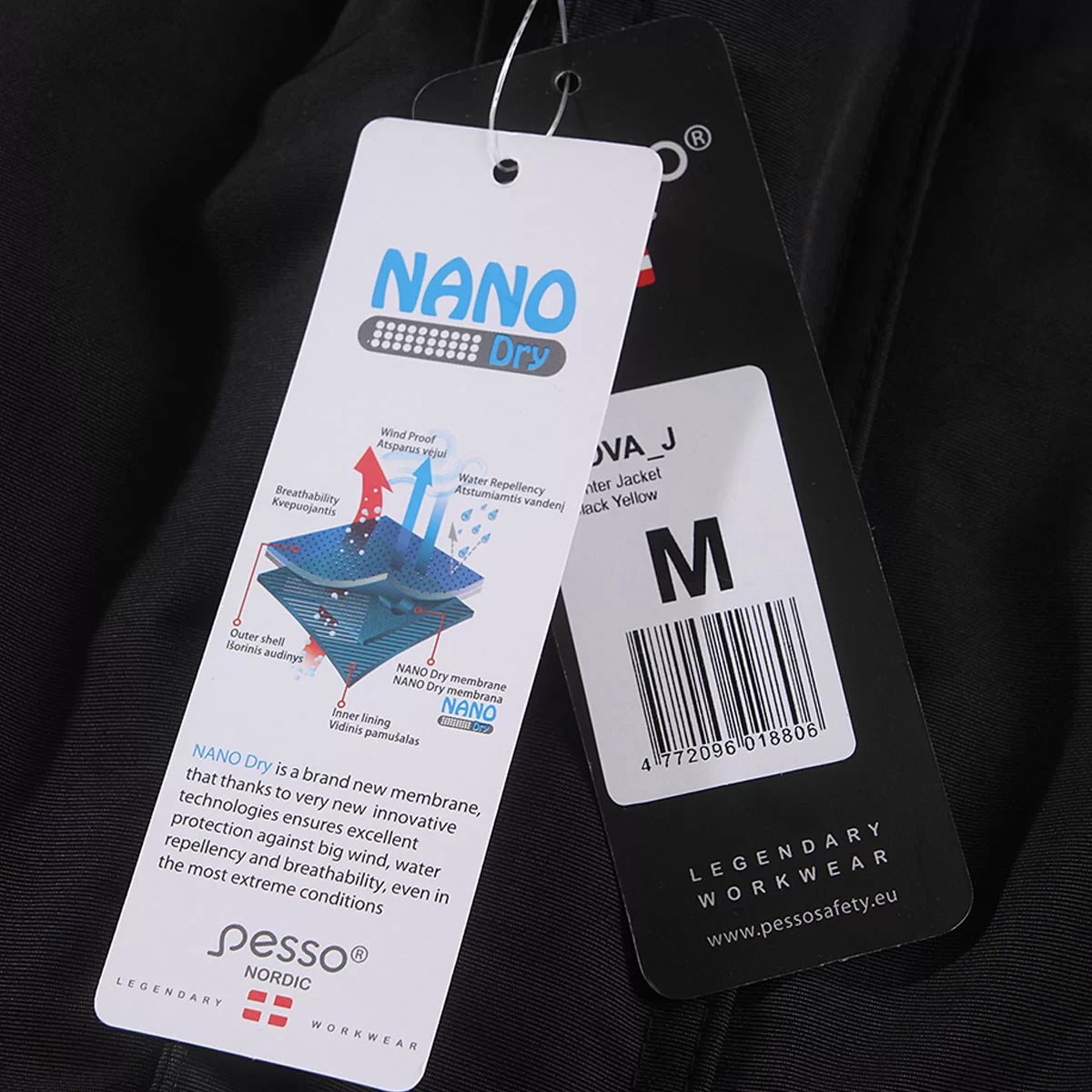 NOVA_J, VESTE D'HIVER IMPERMÉABLE PESSO NOVA, NOIR – JAUNE