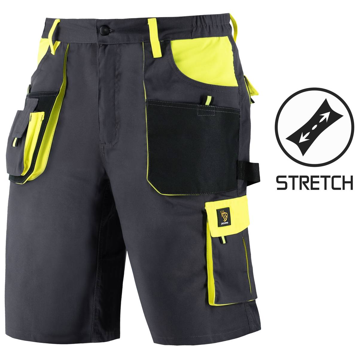 PROWORK STRETCH SHORTS grey - yelow Procera