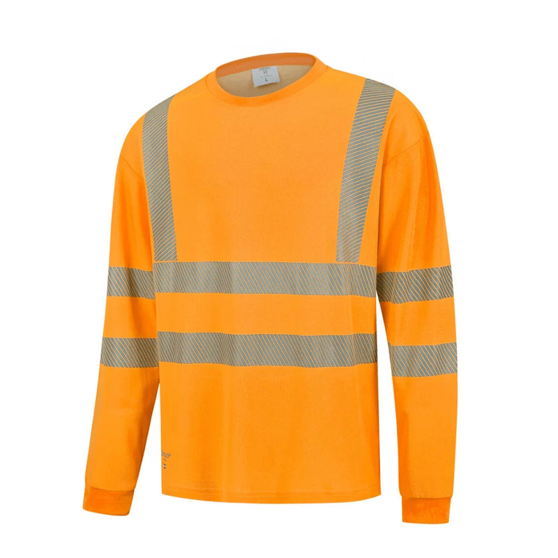 HVMIL_OR, T-SHIRT À MANCHES LONGUES HAUTE VISIBILITÉ PESSO, ORANGE