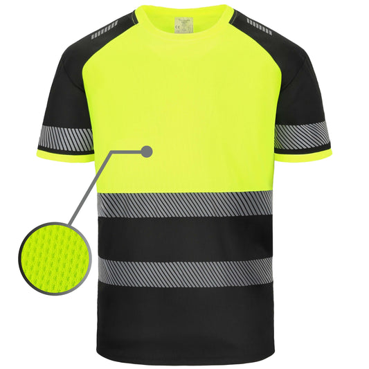 HVM_J, T-SHIRT HAUTE VISIBILITÉ PESSO, NOIR-JAUNE