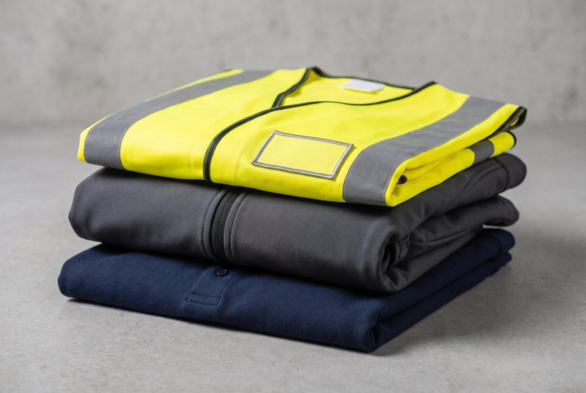 Alpha Workwear garments with embroidered and printed logos