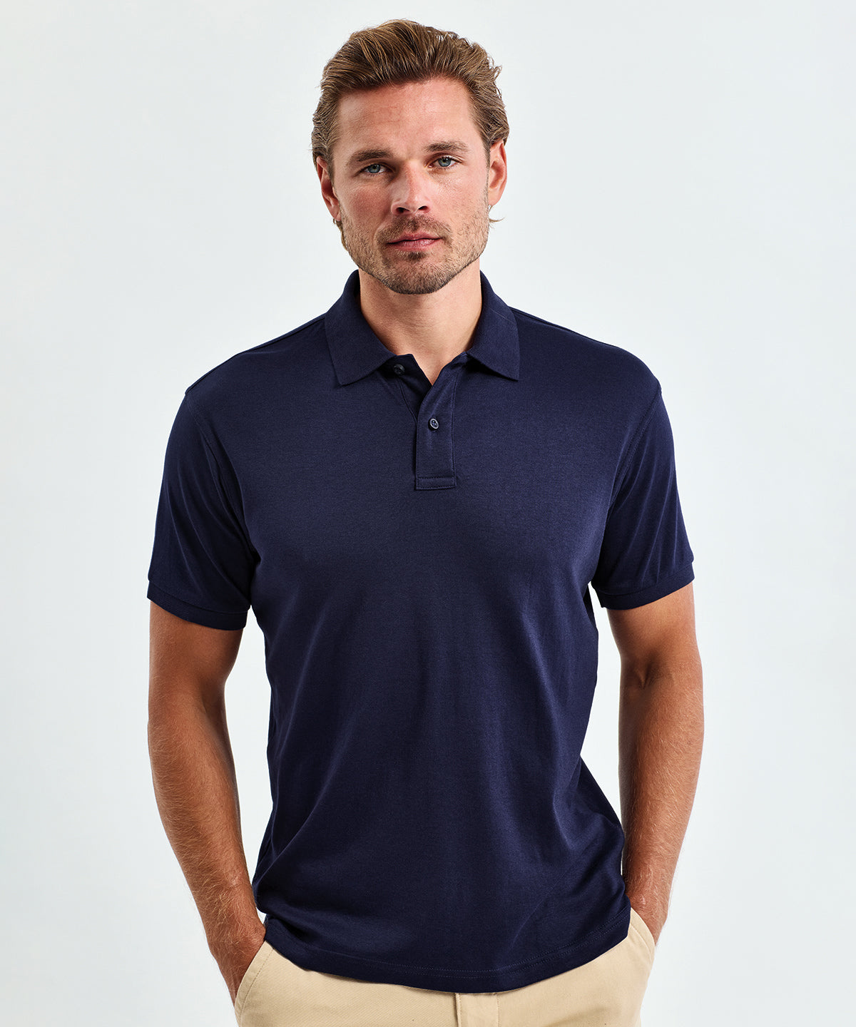AQ005 Men's super smooth knit polo (Navy)