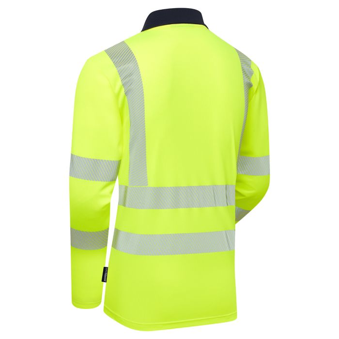 SHV-3054 Essentials Hi-Vis Eco CoolMax Yellow Long Sleeve Polo