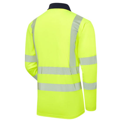 SHV-3054 Essentials Hi-Vis Eco CoolMax Yellow Long Sleeve Polo