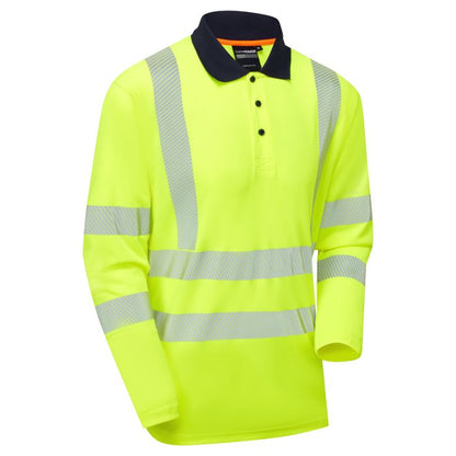 SHV-3054 Essentials Hi-Vis Eco CoolMax Yellow Long Sleeve Polo