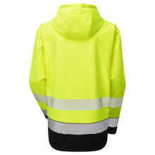 ESS300, Essentials Hi-Vis Eco Yellow/Navy Hooded Softshell Jacket