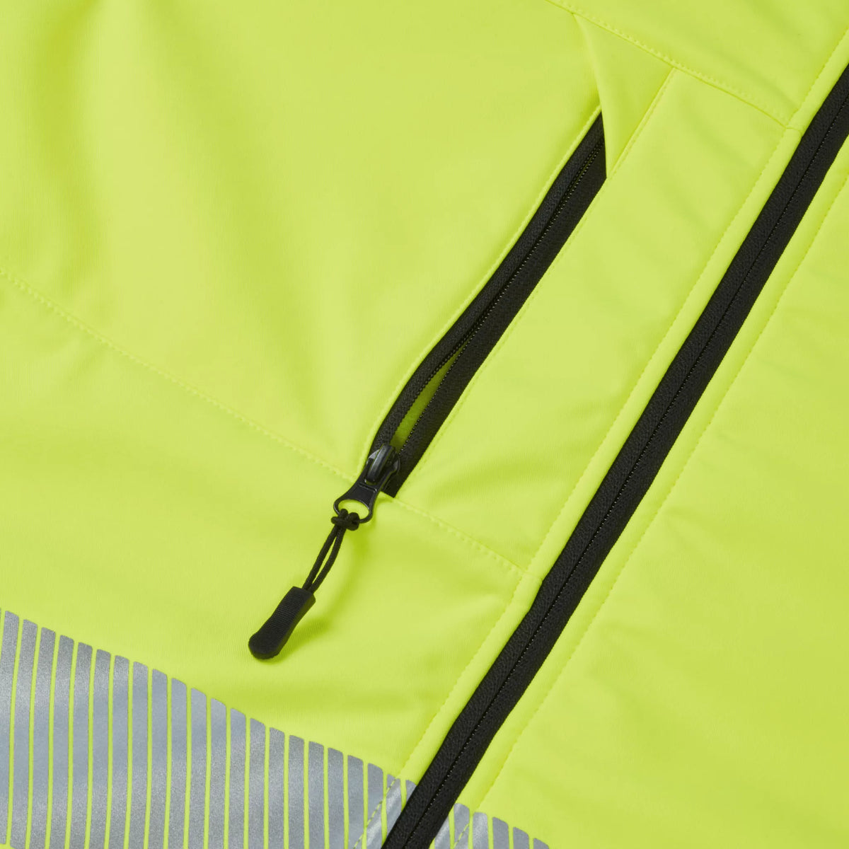 ESS300, Essentials Hi-Vis Eco Yellow/Navy Hooded Softshell Jacket