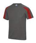 JC003, RAL T-Shirt  Just Cool Contrast Cool Tee French (Charcoal/Fire Red )