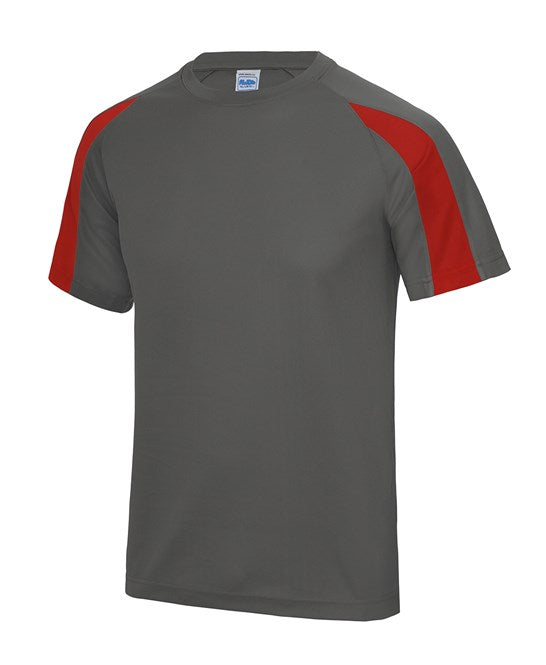 JC003, RAL T-Shirt  Just Cool Contrast Cool Tee French (Charcoal/Fire Red )