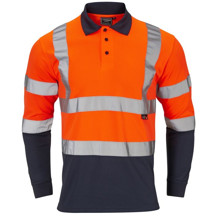 SHV-30L89 Supertouch Hi-Vis 2 Tone Orange Long Sleeve Polo Shirt