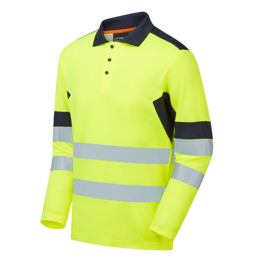SYH-305C Supertousch System Hi-Vis Eco Yellow CottonCool Long Sleeve Polo