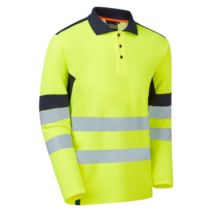 SYH-305C Supertousch System Hi-Vis Eco Yellow CottonCool Long Sleeve Polo