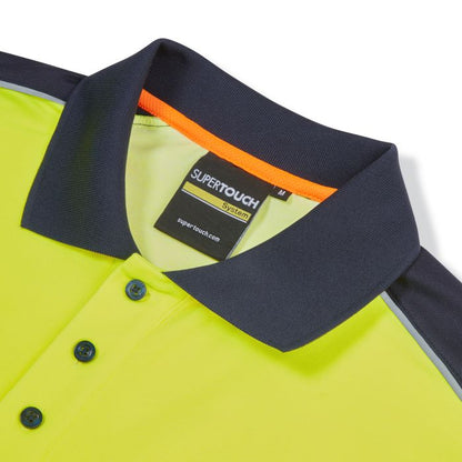 SYH-305C Supertousch System Hi-Vis Eco Yellow CottonCool Long Sleeve Polo